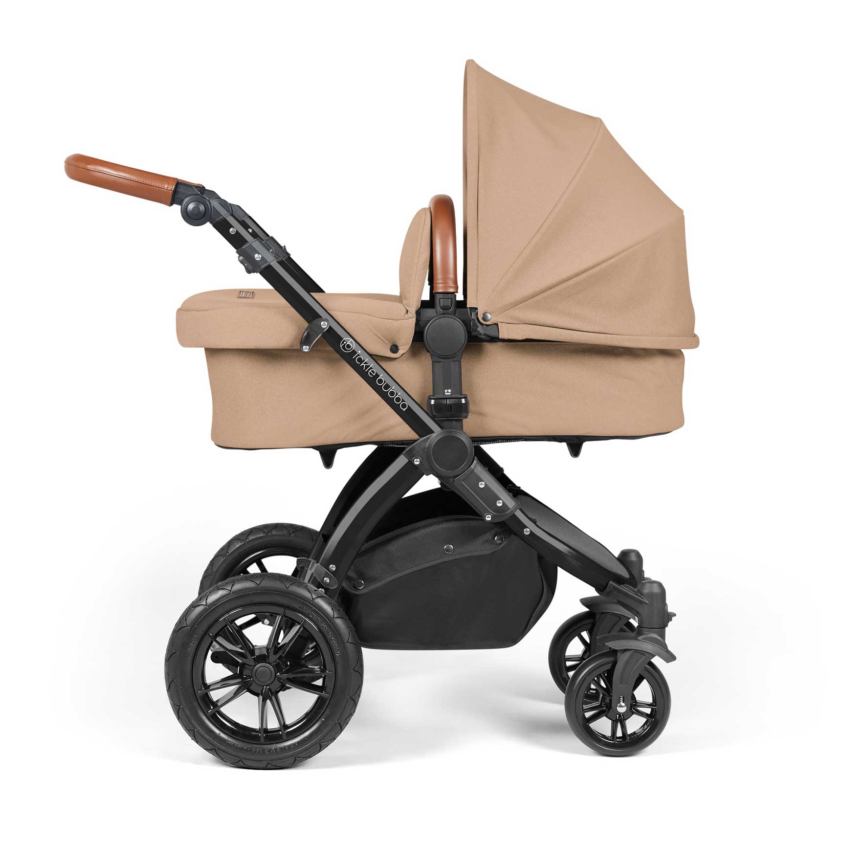 Ickle Bubba travel systems Ickle Bubba Stomp Luxe 2 in 1 Plus Pushchair & Carrycot - Black/Desert/Tan 10-003-001-209