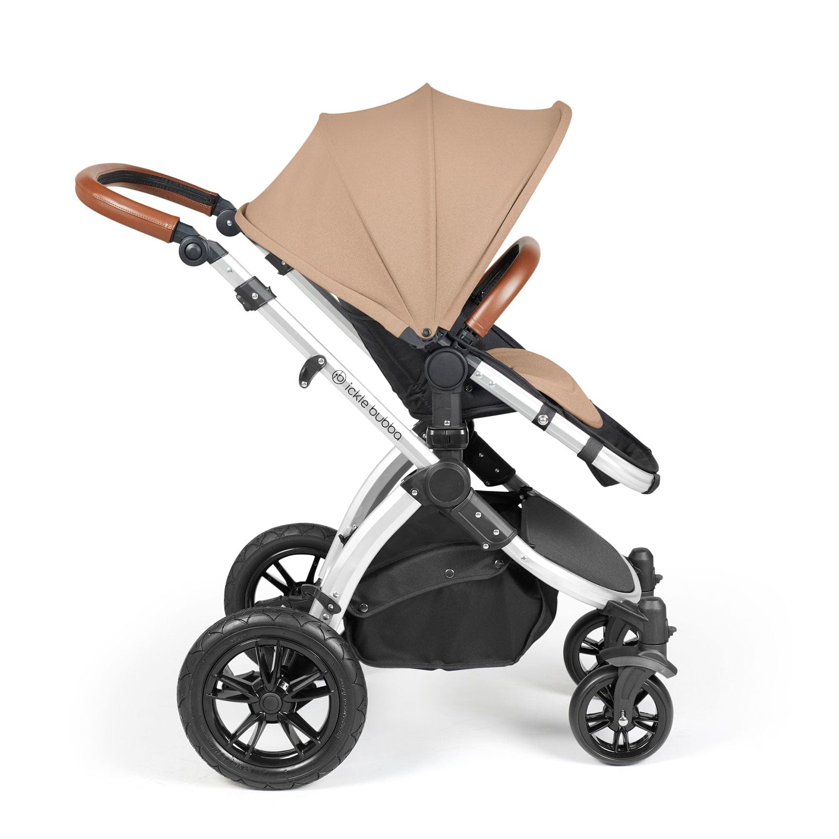 Ickle Bubba travel systems Ickle Bubba Stomp Luxe 2 in 1 Plus Pushchair & Carrycot - Silver/Desert/Tan 10-003-001-258