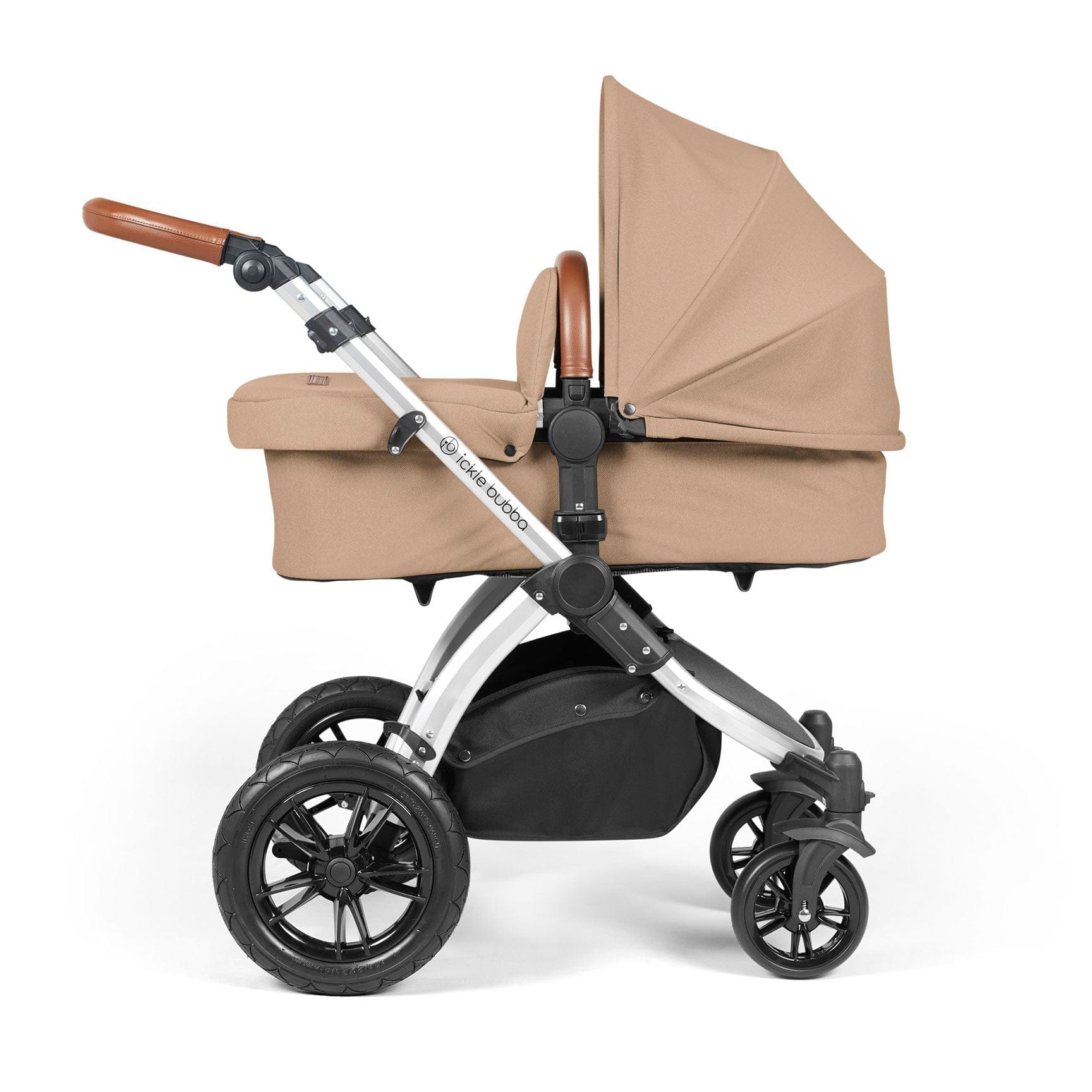 Ickle Bubba travel systems Ickle Bubba Stomp Luxe 2 in 1 Plus Pushchair & Carrycot - Silver/Desert/Tan 10-003-001-258
