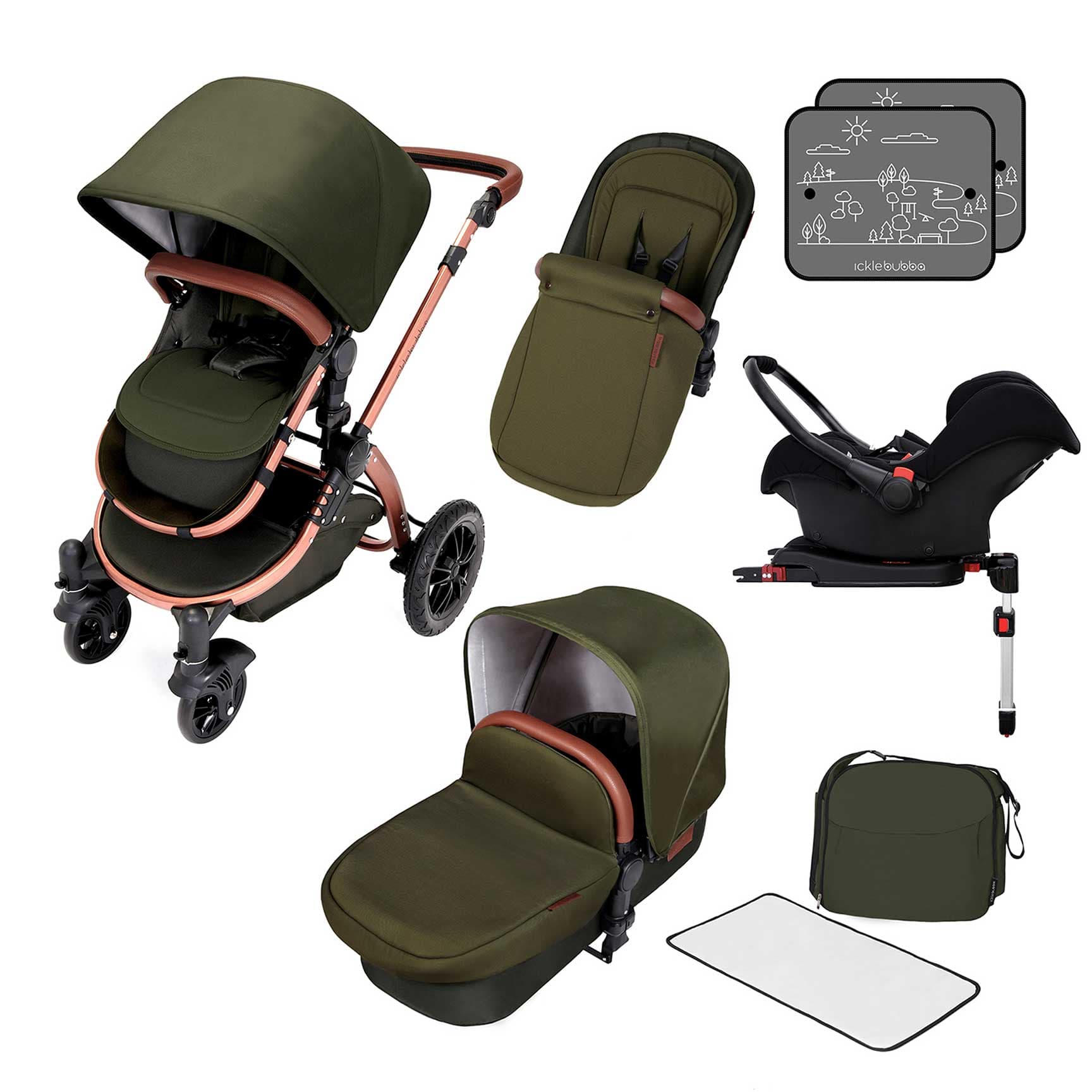 Ickle Bubba travel systems Ickle Bubba Stomp V4 Galaxy Travel System With Base Bronze/Woodland 10-004-200-022