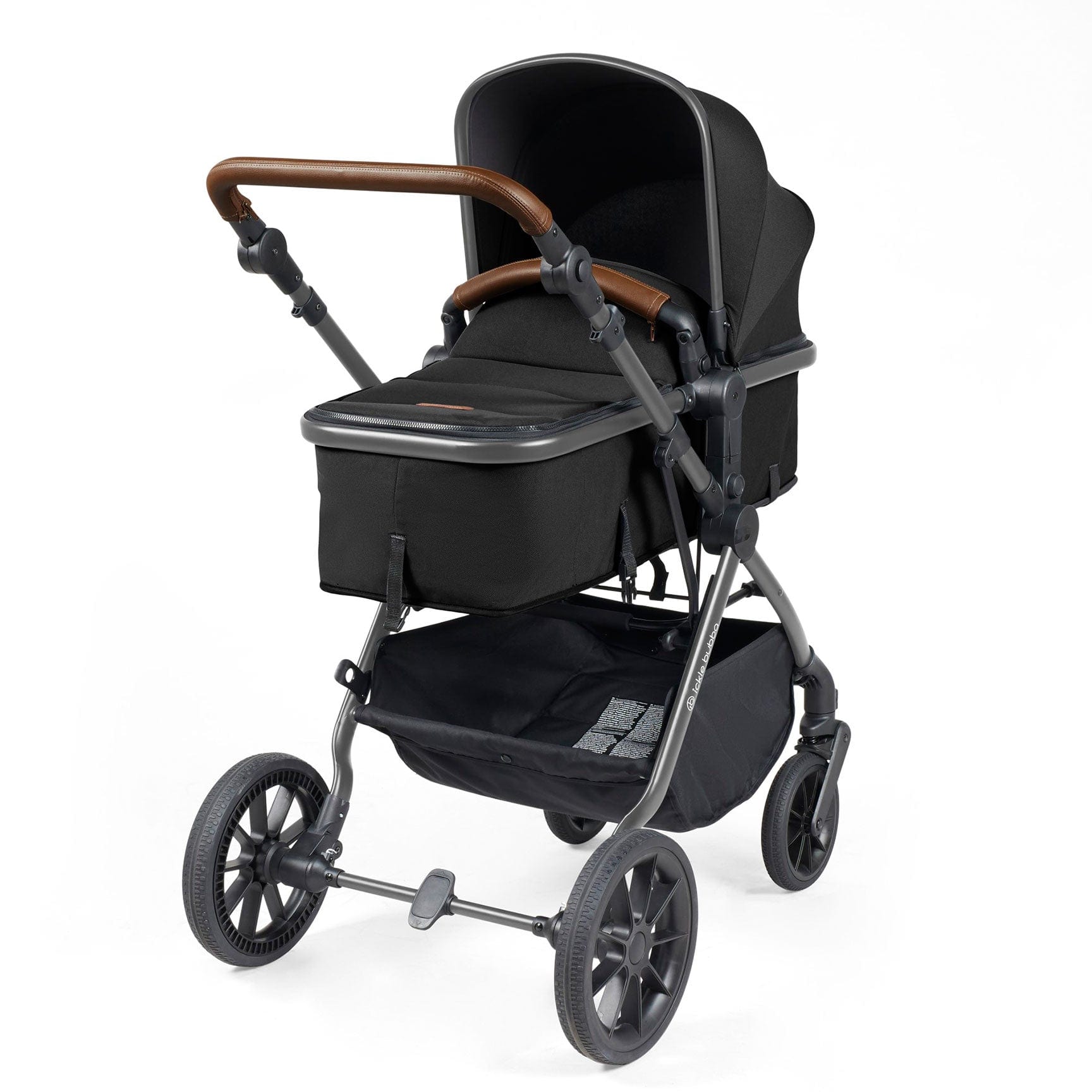 Ickle Bubba travel systems Ickle Bubba Cosmo 2 in 1 Plus Carrycot & Pushchair - Gun metal/Black 10-007-001-135