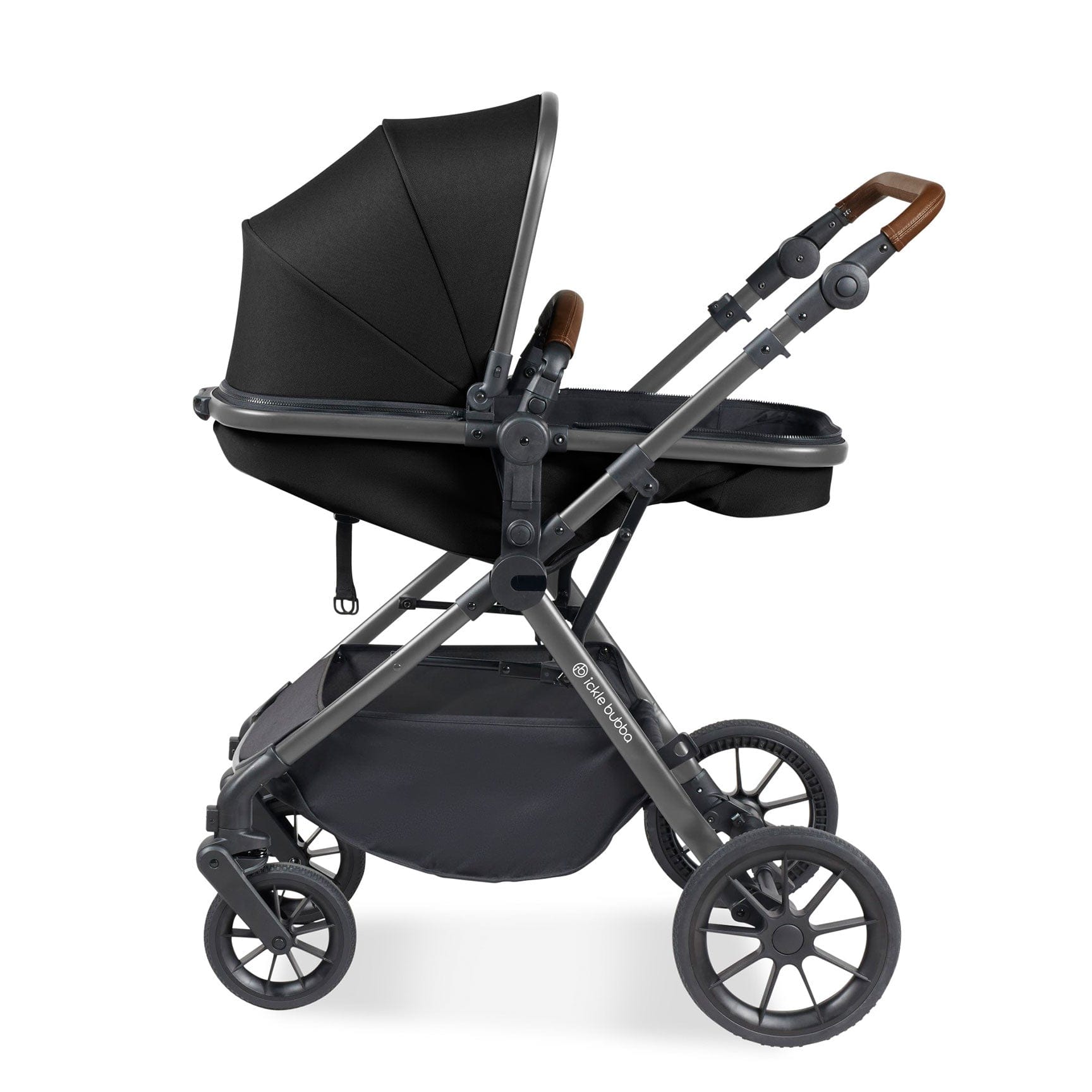 Ickle Bubba travel systems Ickle Bubba Cosmo 2 in 1 Plus Carrycot & Pushchair - Gun metal/Black 10-007-001-135
