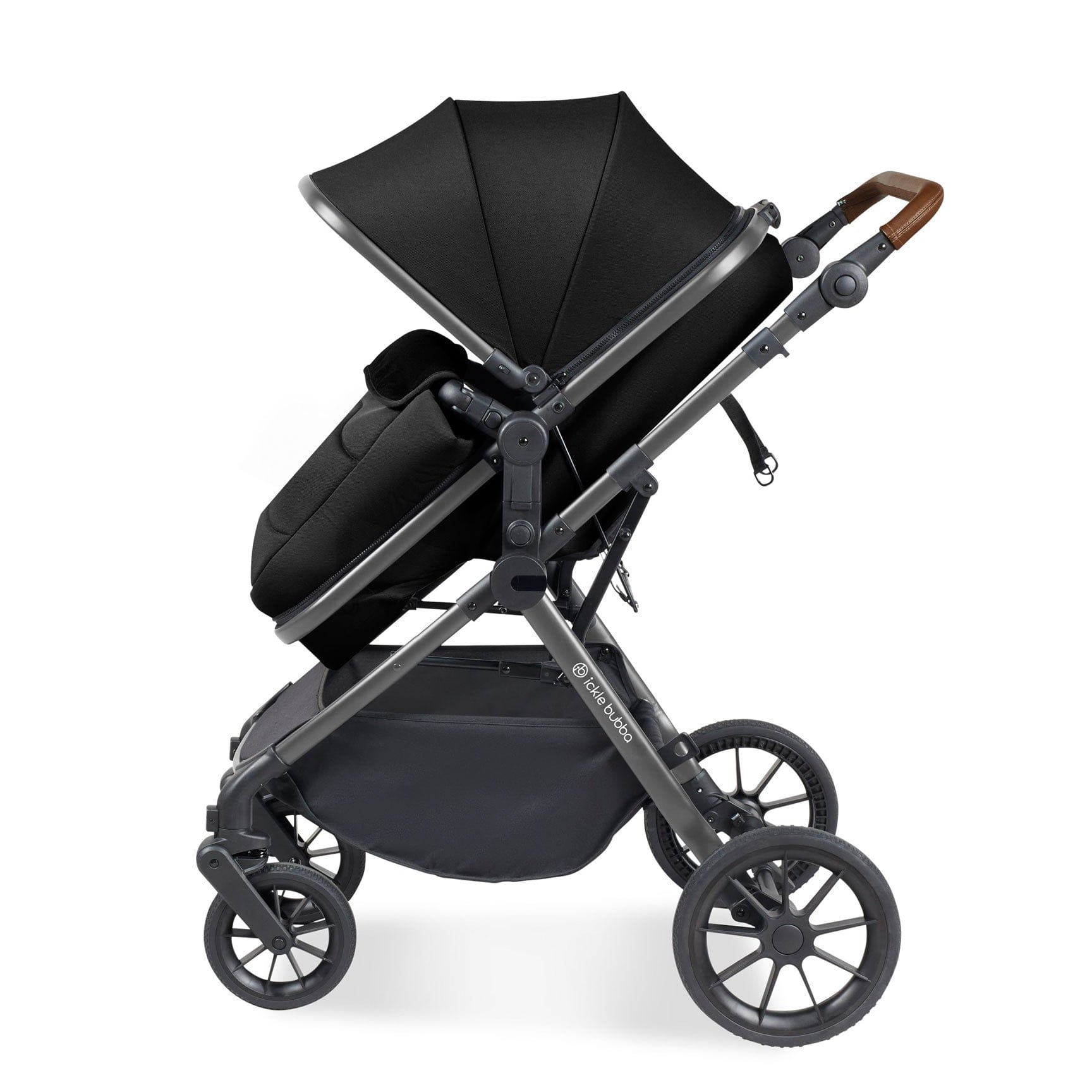 Ickle Bubba travel systems Ickle Bubba Cosmo 2 in 1 Plus Carrycot & Pushchair - Gun metal/Black 10-007-001-135