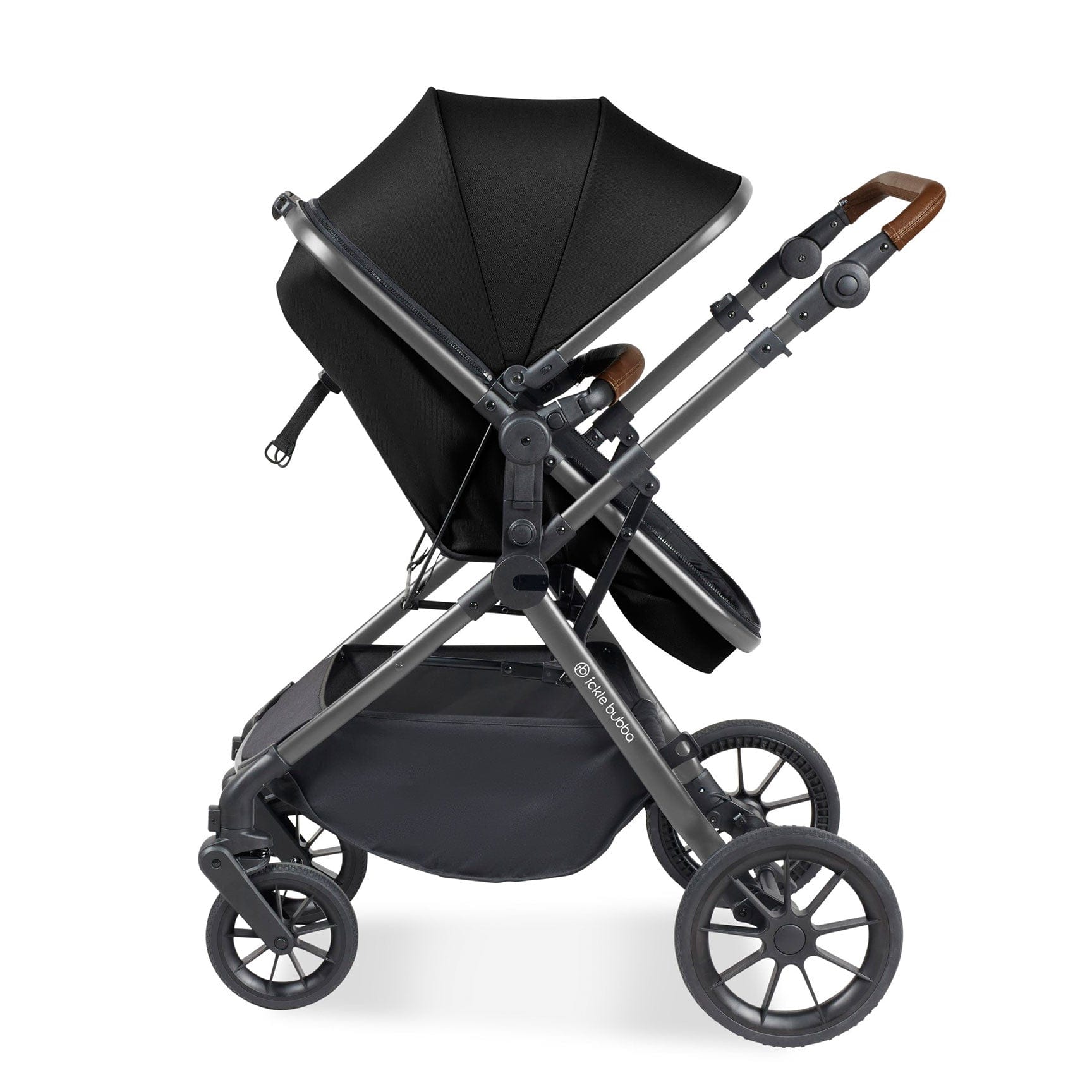 Ickle Bubba travel systems Ickle Bubba Cosmo 2 in 1 Plus Carrycot & Pushchair - Gun metal/Black 10-007-001-135