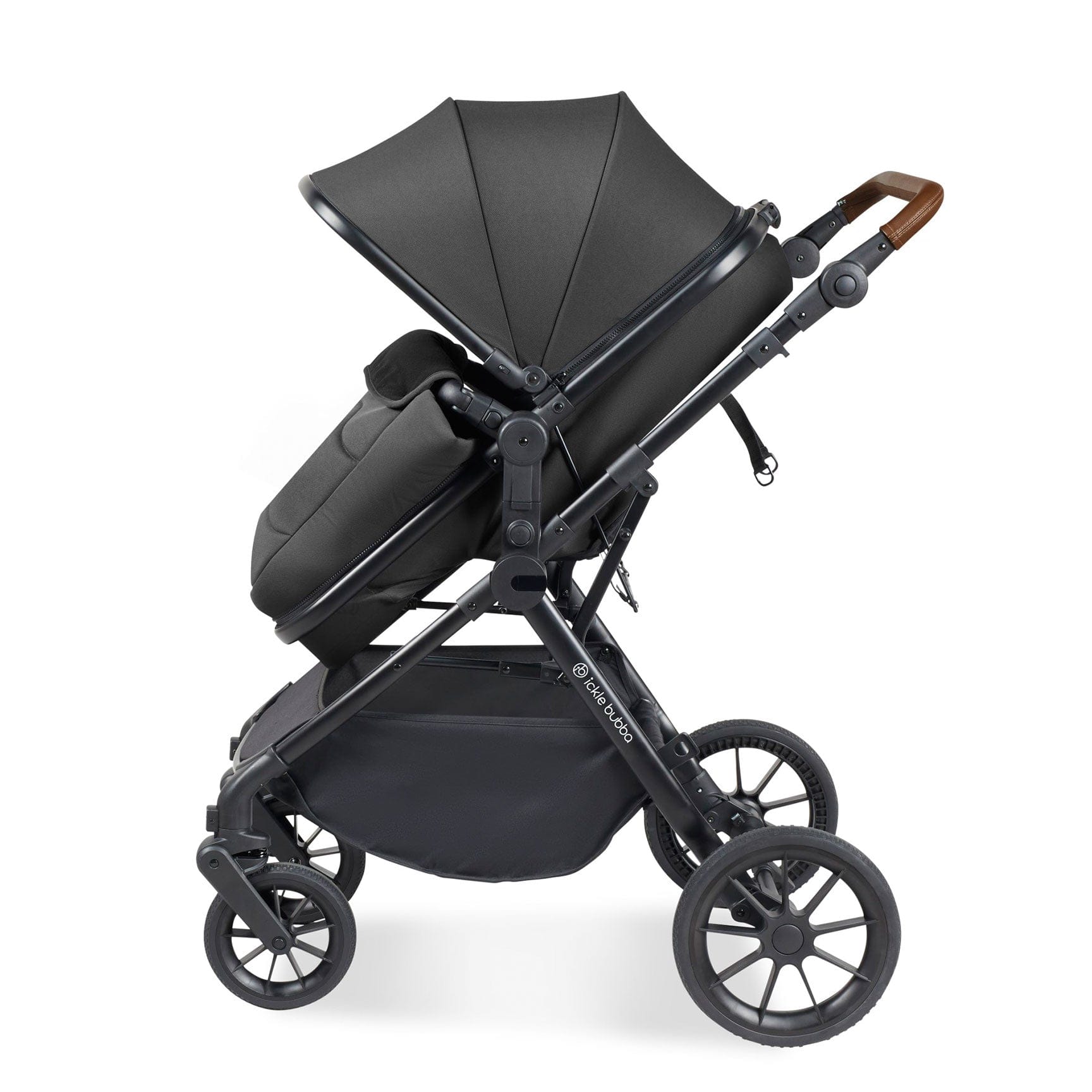 Ickle Bubba travel systems Ickle Bubba Cosmo All-in-One I-Size Travel System with Isofix Base - Black/Graphite Grey 10-007-300-007