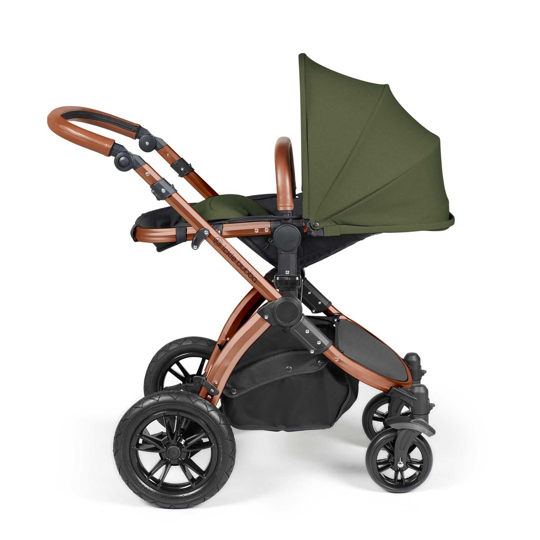 Ickle Bubba travel systems Ickle Bubba Stomp Luxe All-in-One Travel System with Isofix Base - Bronze/Woodland/Tan 10-011-300-022