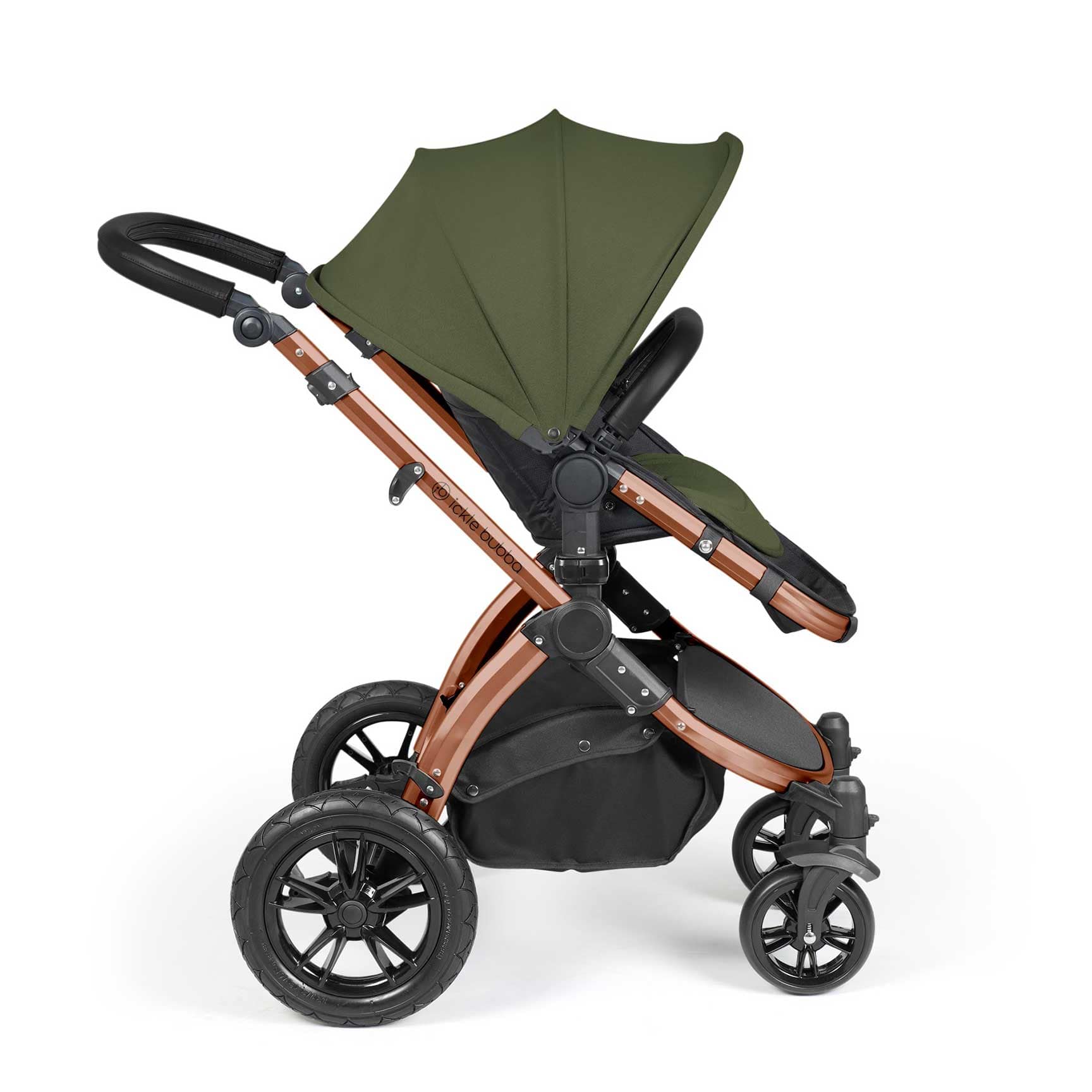 Ickle Bubba travel systems Ickle Bubba Stomp Luxe All-in-One Travel System with Isofix Base - Black/Woodland/Black 10-011-300-138