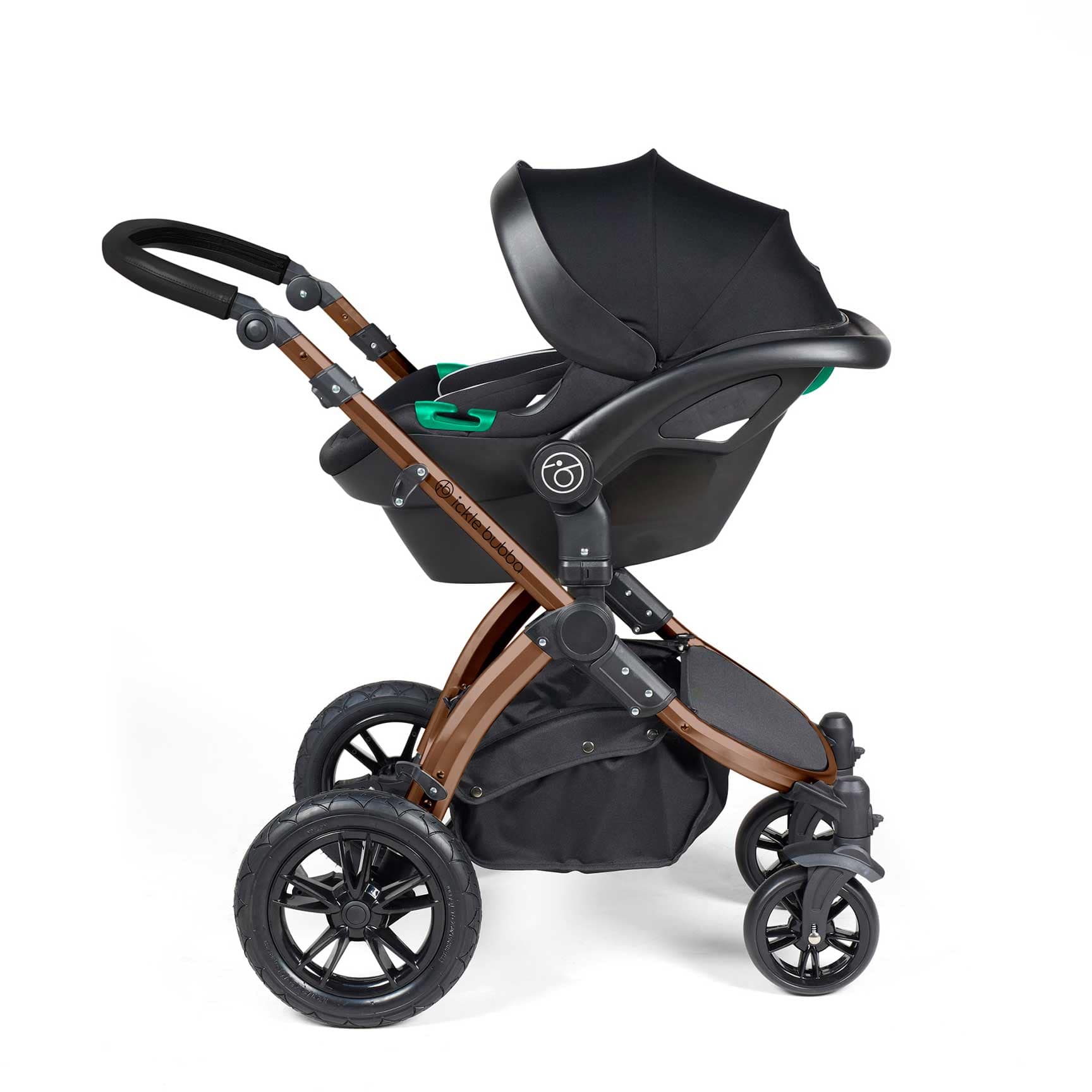 Ickle Bubba travel systems Ickle Bubba Stomp Luxe All-in-One Travel System with Isofix Base - Black/Woodland/Black 10-011-300-138