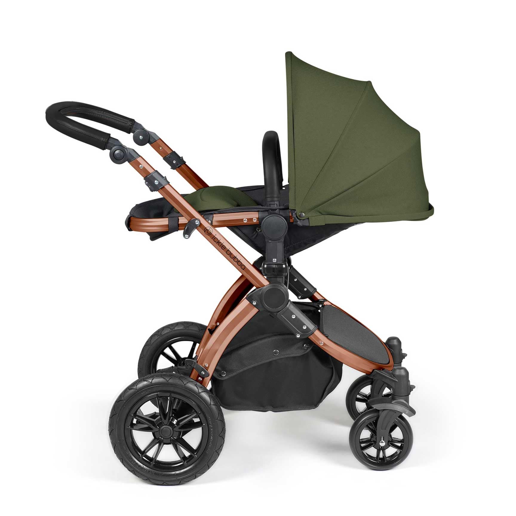 Ickle Bubba travel systems Ickle Bubba Stomp Luxe All-in-One Travel System with Isofix Base - Black/Woodland/Black 10-011-300-138