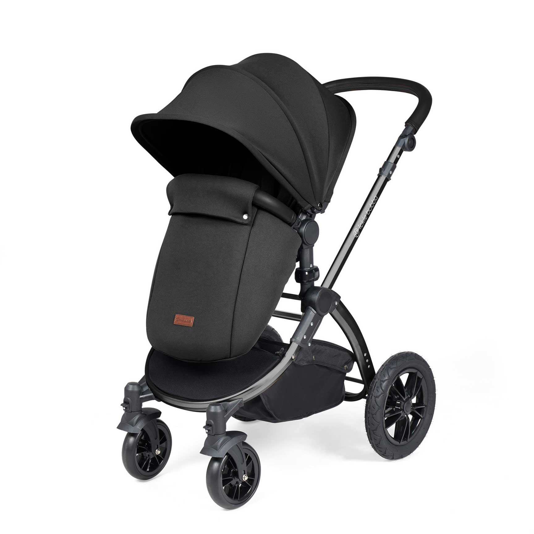 Ickle Bubba travel systems Ickle Bubba Stomp Luxe All-in-One Travel System with Isofix Base - Black/Midnight/Black 10-011-300-202