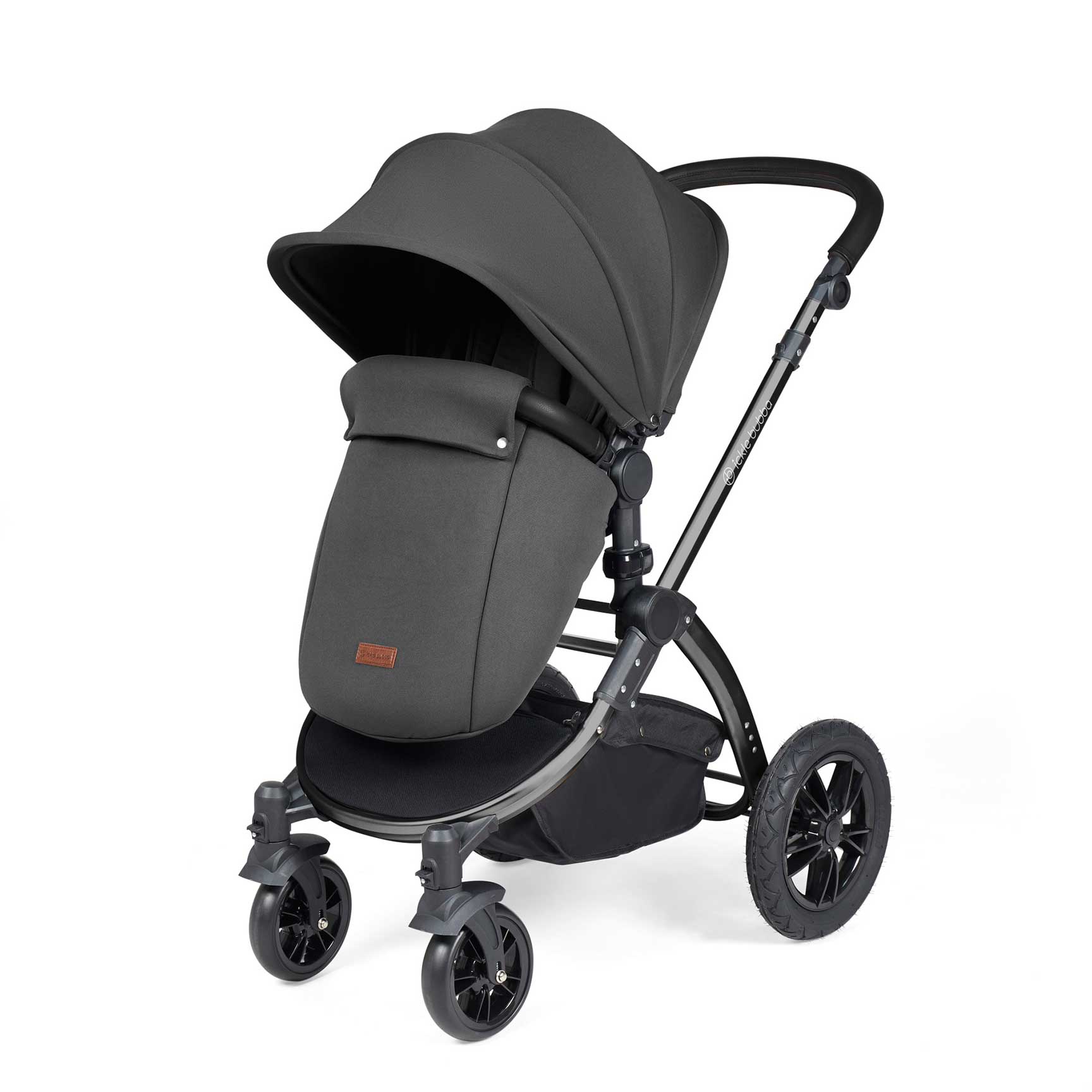 Ickle Bubba travel systems Ickle Bubba Stomp Luxe All-in-One Travel System with Isofix Base - Black/Charcoal Grey/Black 10-011-300-206