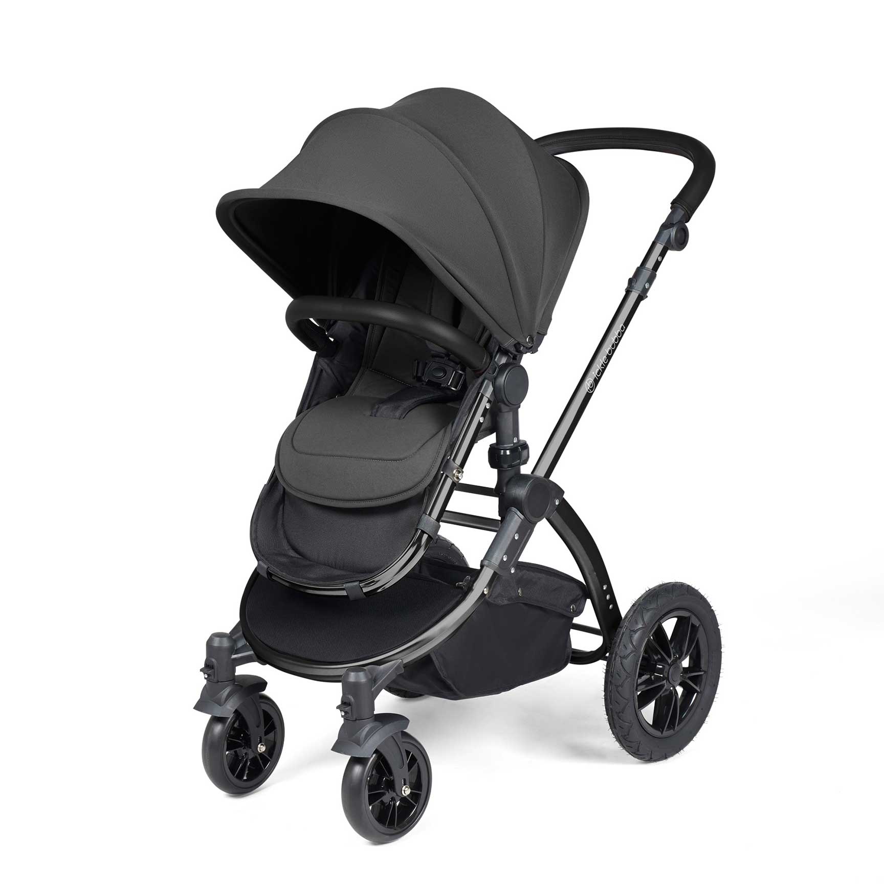 Ickle Bubba travel systems Ickle Bubba Stomp Luxe All-in-One Travel System with Isofix Base - Black/Charcoal Grey/Black 10-011-300-206