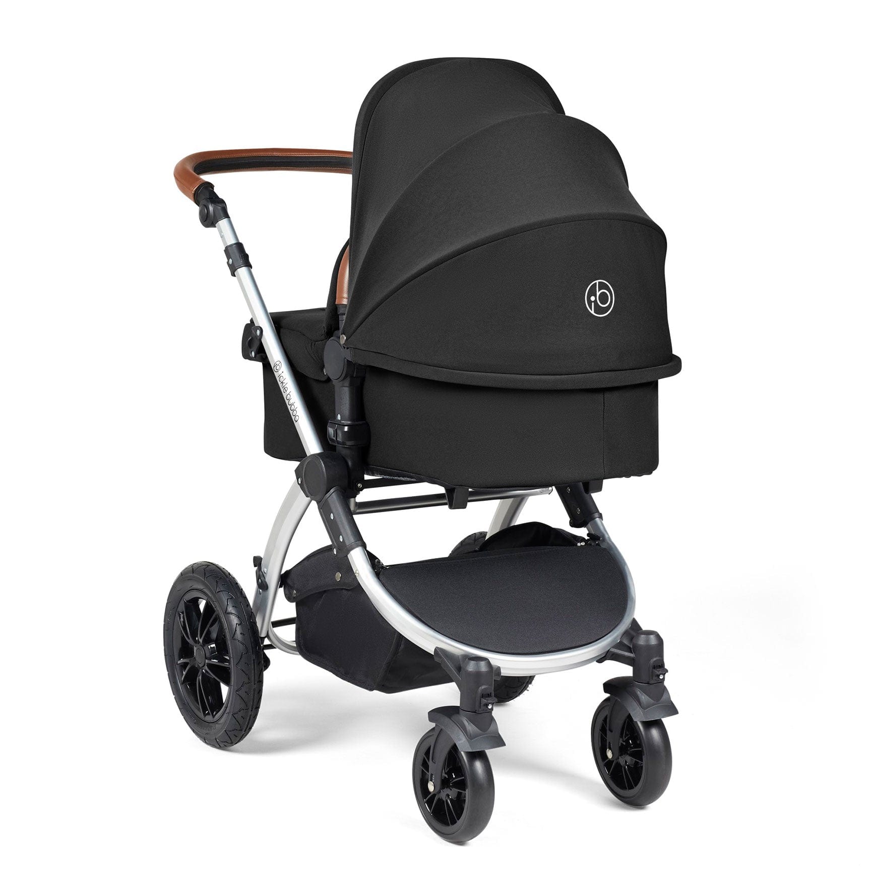 Ickle Bubba travel systems Ickle Bubba Stomp Luxe All-in-One Travel System with Isofix Base - Silver/Midnight/Tan 10-011-300-250