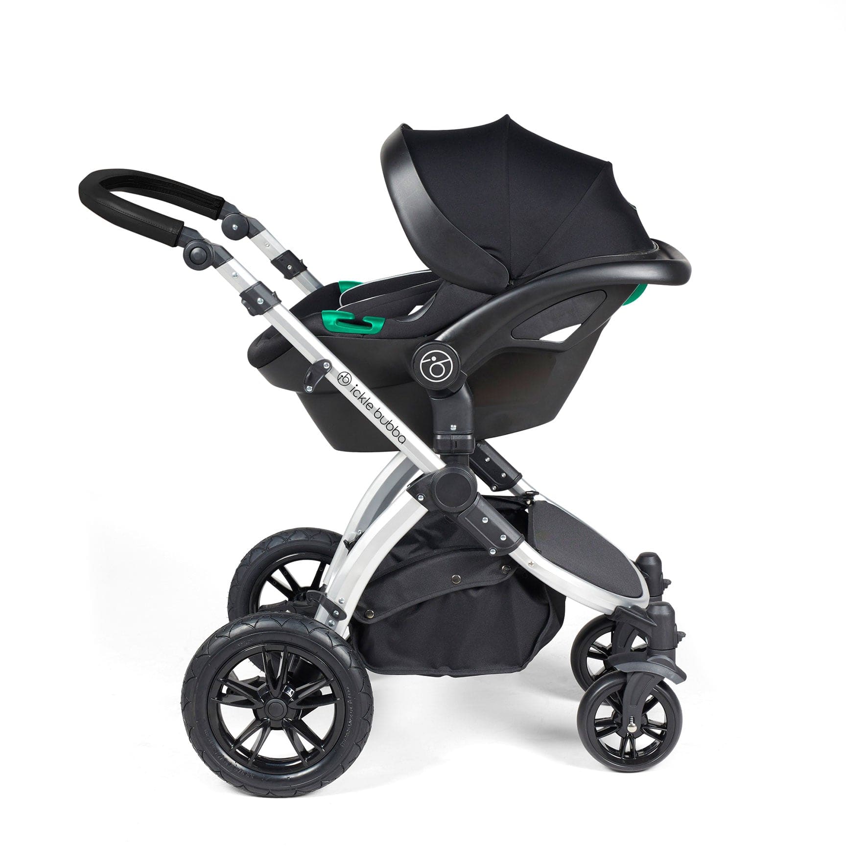 Ickle Bubba travel systems Ickle Bubba Stomp Luxe All-in-One Travel System with Isofix Base - Silver/Desert/Black 10-011-300-257
