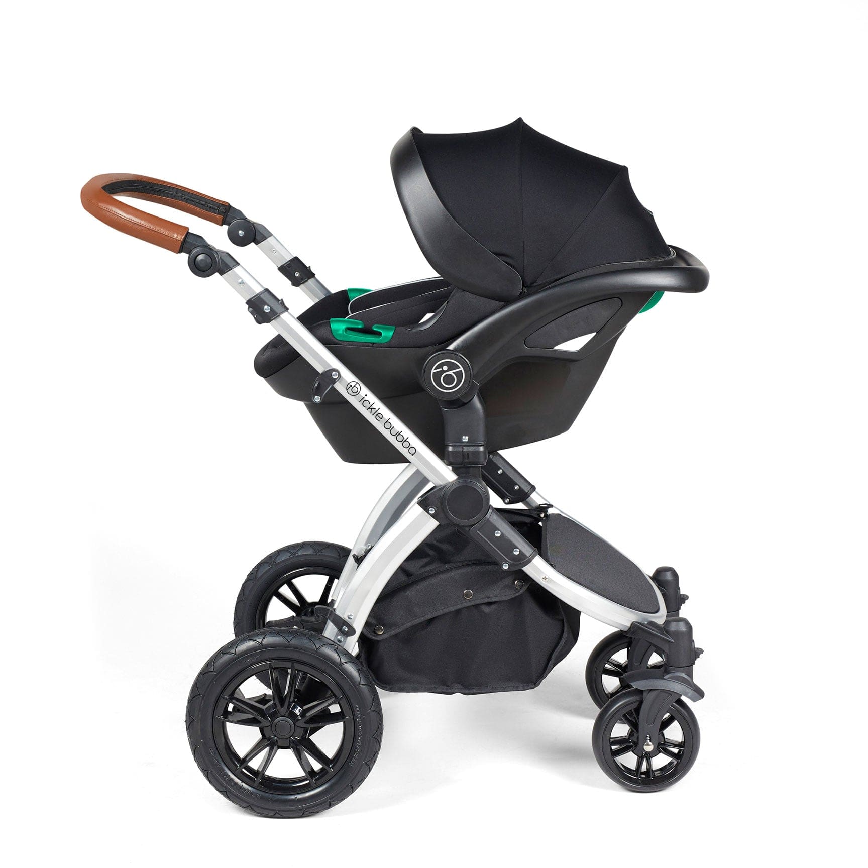 Ickle Bubba travel systems Ickle Bubba Stomp Luxe All-in-One Travel System with Isofix Base - Silver/Pearl Grey/Tan 10-011-300-260