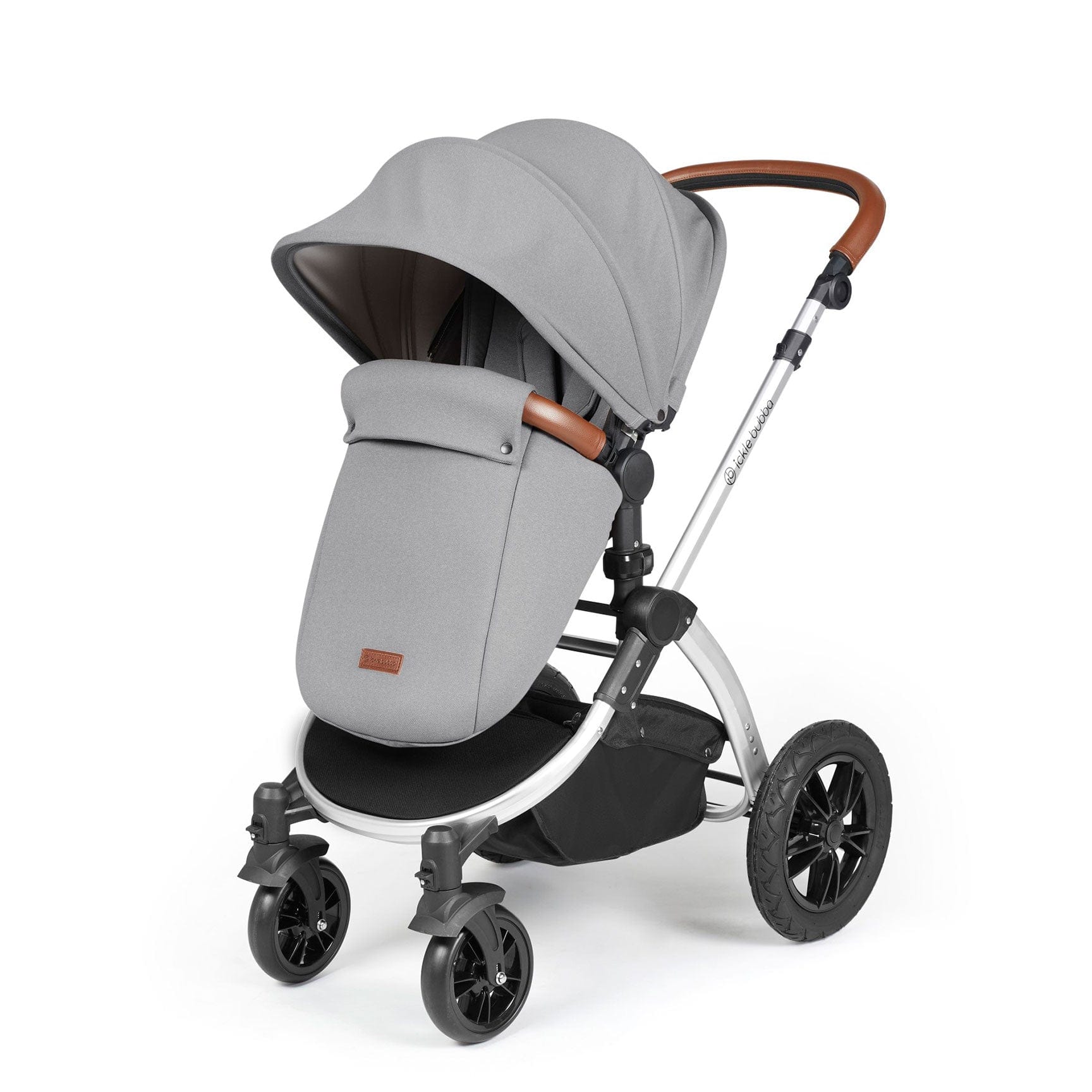 Ickle Bubba travel systems Ickle Bubba Stomp Luxe All-in-One Travel System with Isofix Base - Silver/Pearl Grey/Tan 10-011-300-260