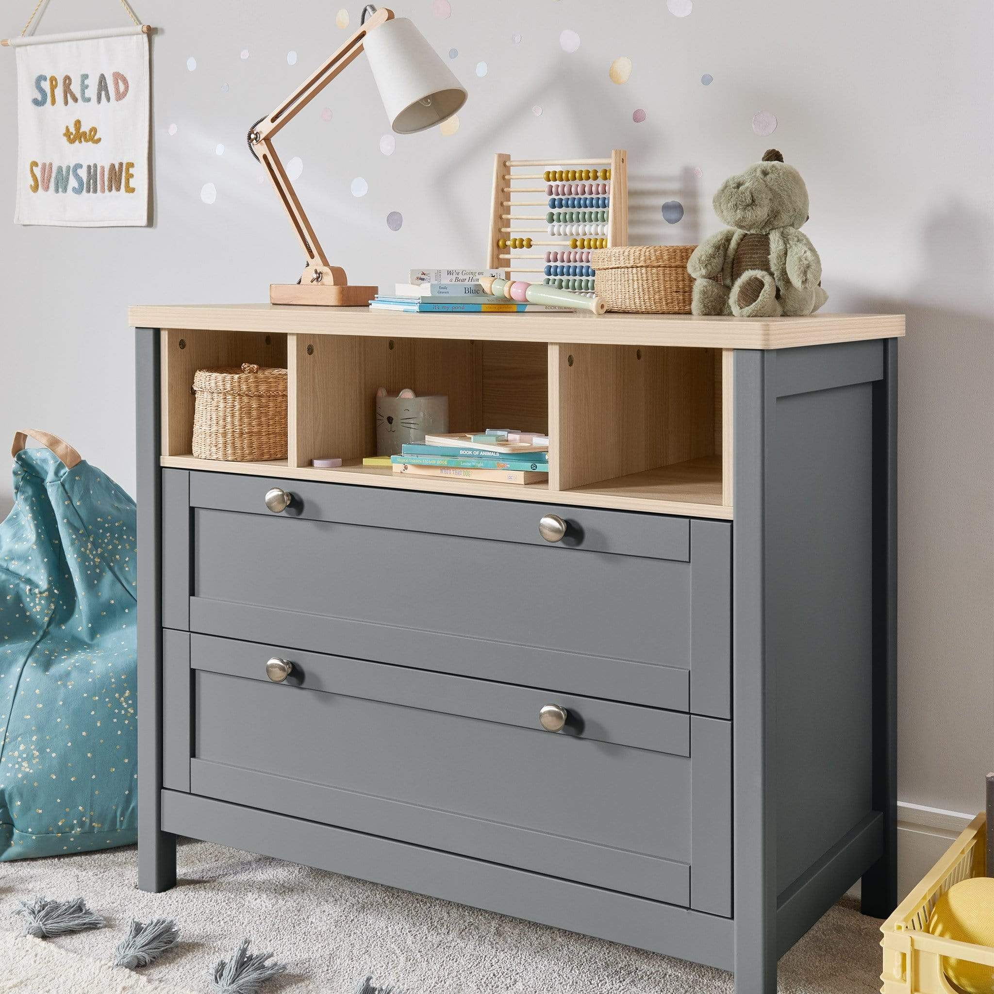 Mamas & Papas cot bed room sets Mamas & Papas Harwell 2 Piece Cotbed & Dresser Roomset Grey/Oak SEHL1TM00