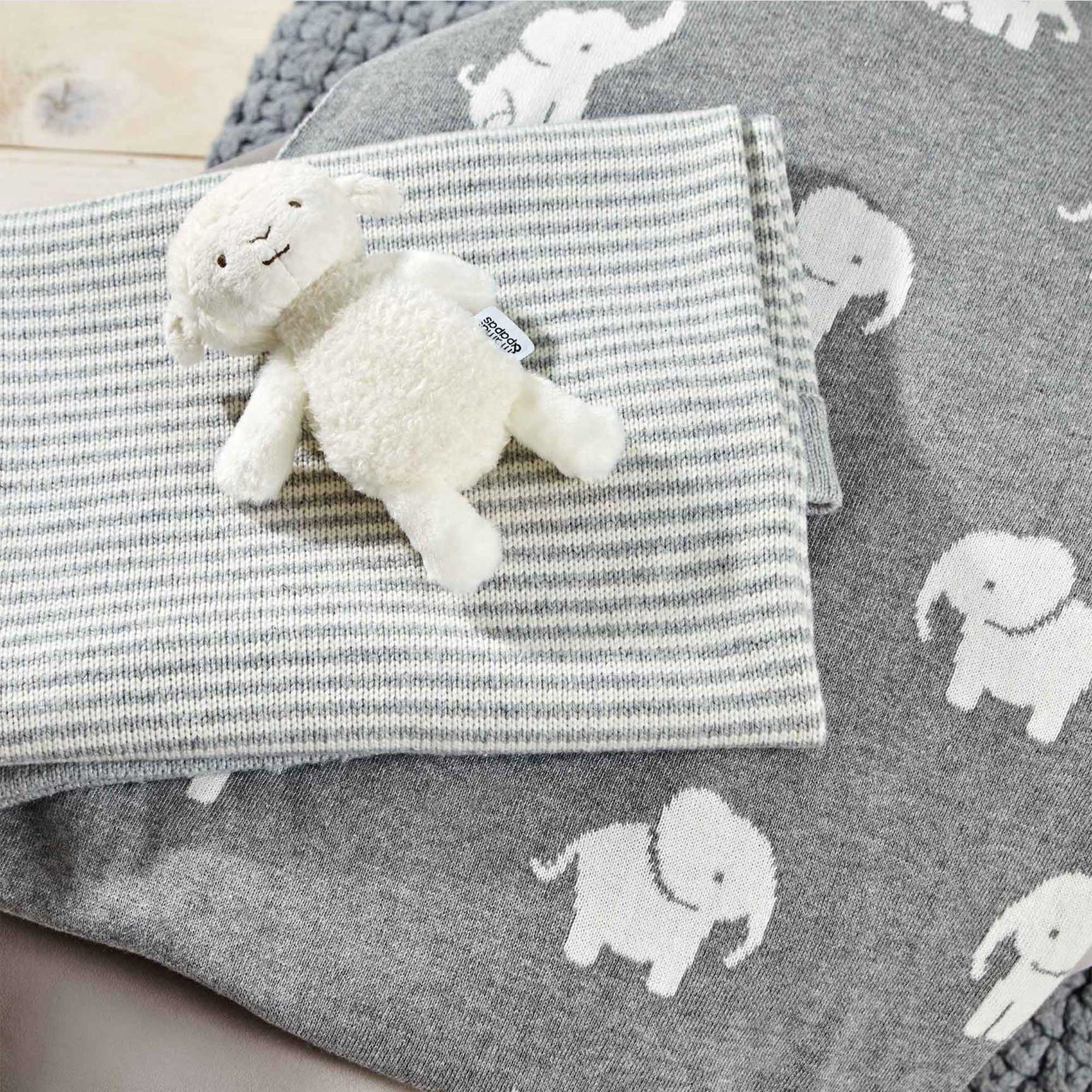 Mamas & Papas Cot & Cot Bed Blankets Mamas & Papas Welcome To The World Knitted Elephant Blanket - Grey