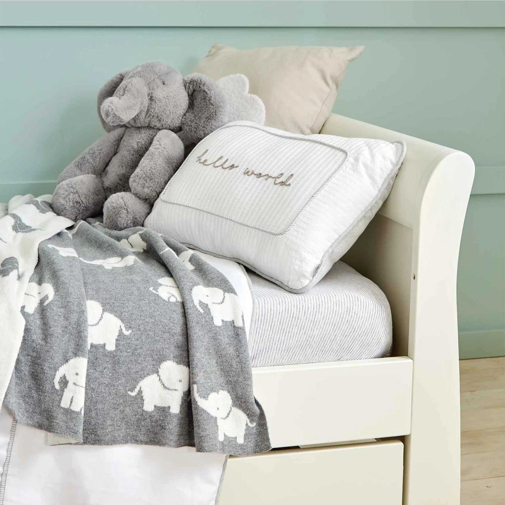 Mamas & Papas Cot & Cot Bed Blankets Mamas & Papas Welcome To The World Knitted Elephant Blanket - Grey