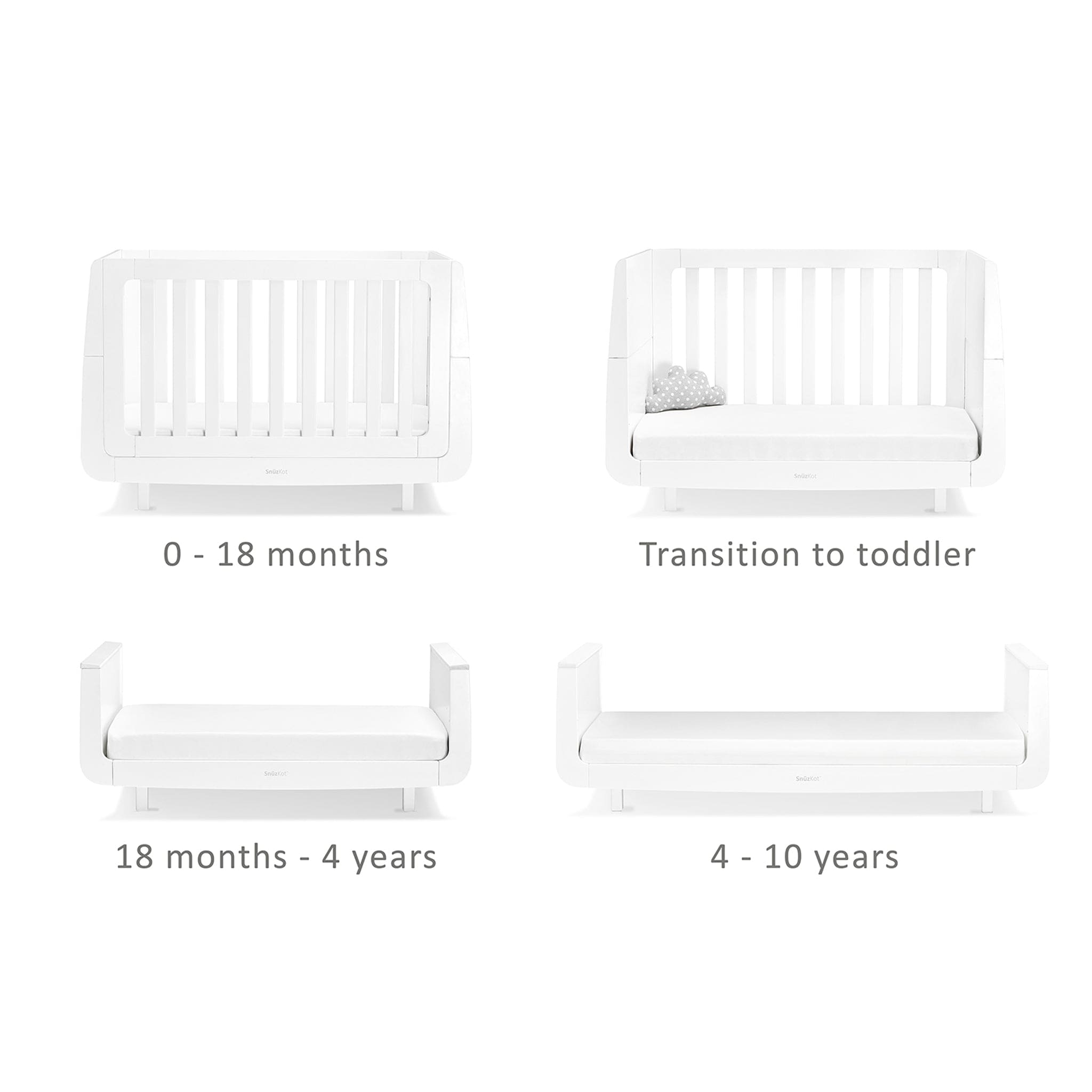 SnuzPod Cot Beds SnüzKot Mode Cot Bed in White FN005MA