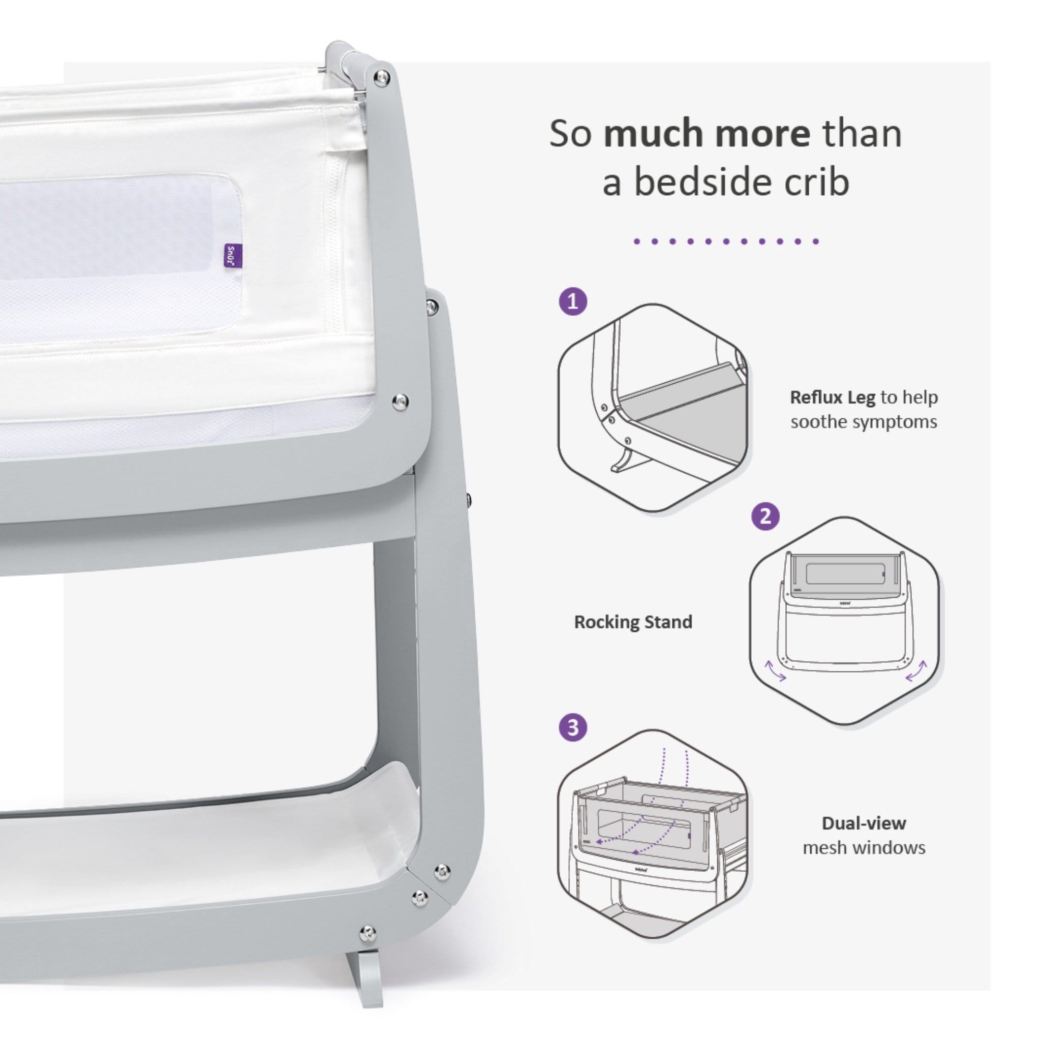 SnuzPod cribs SnüzPod 4 Bedside Crib Dove Grey FN014D