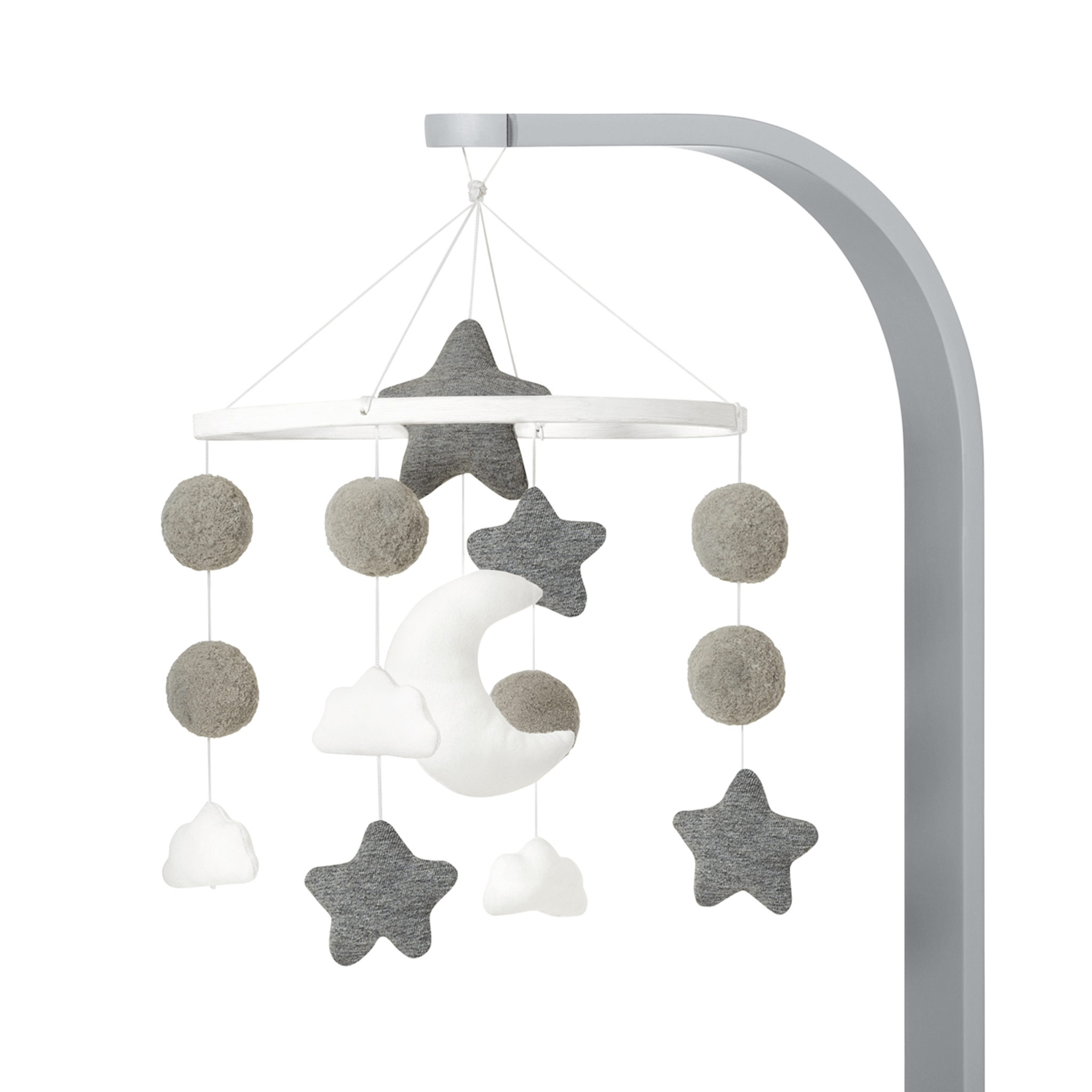Grey and white cot top mobile