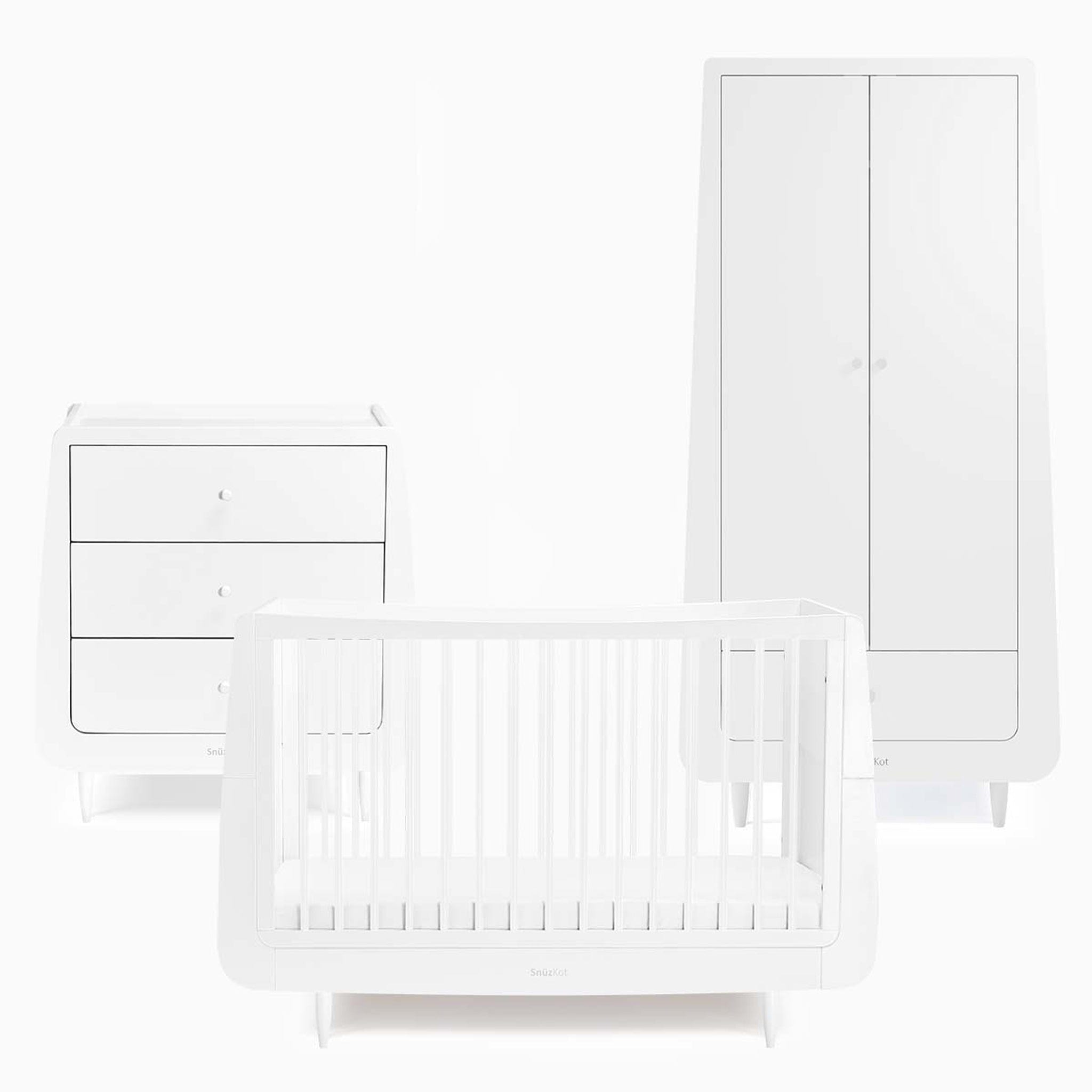 SnuzPod Nursery Room Sets SnüzKot Skandi 3 Piece Nursery Furniture Set in White 11303-SK-WHT