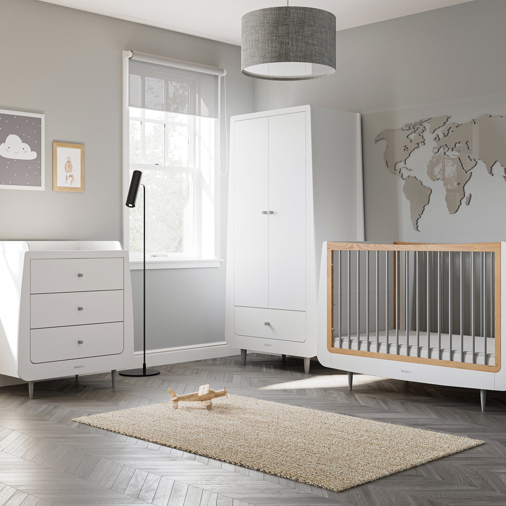 SnuzPod Nursery Room Sets SnüzKot Skandi 3 Piece Nursery Furniture Set in Grey 11300-SK-GRY