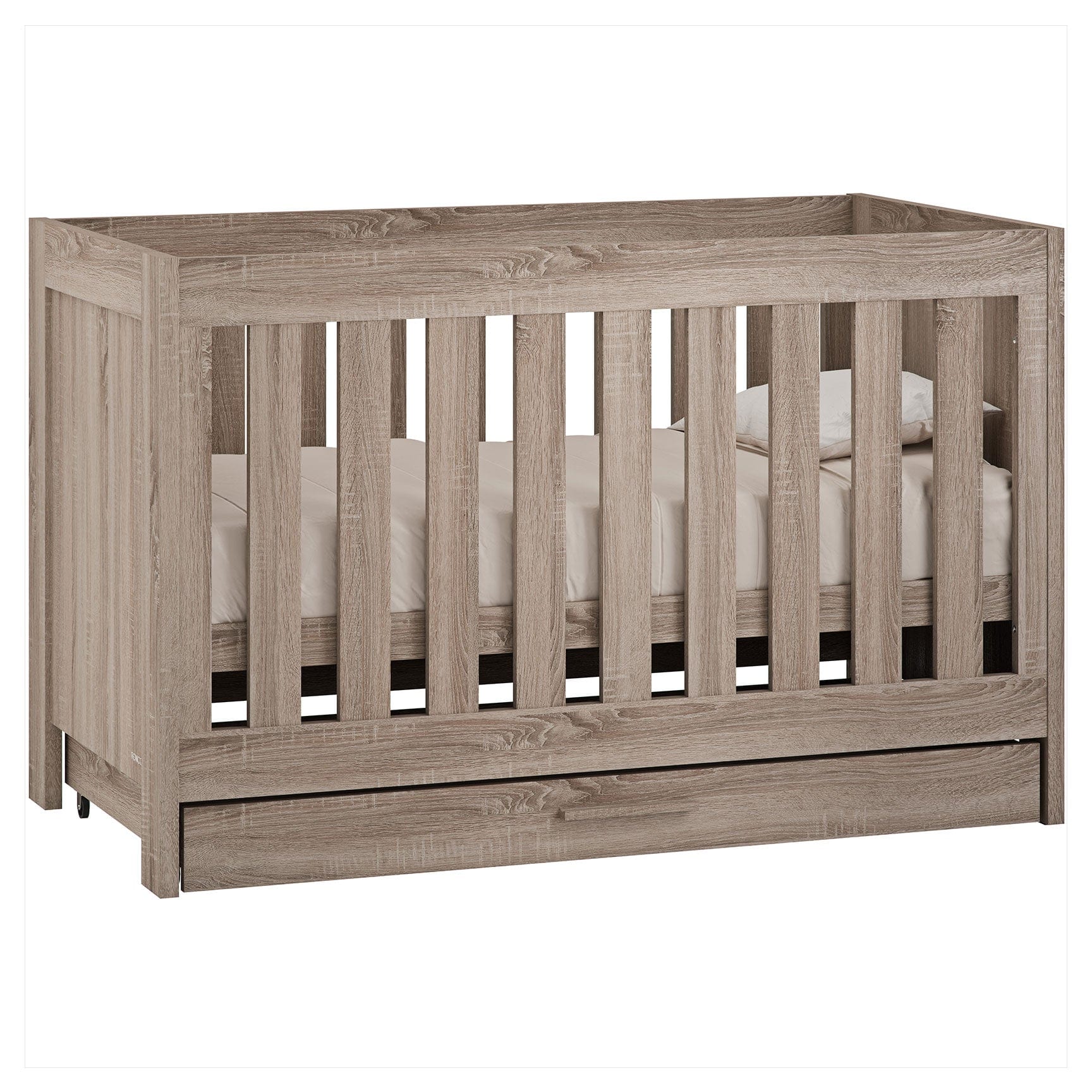 Venicci Cot Beds Venicci Forenzo Truffle Oak Cot Bed with Drawer in Truffle Oak