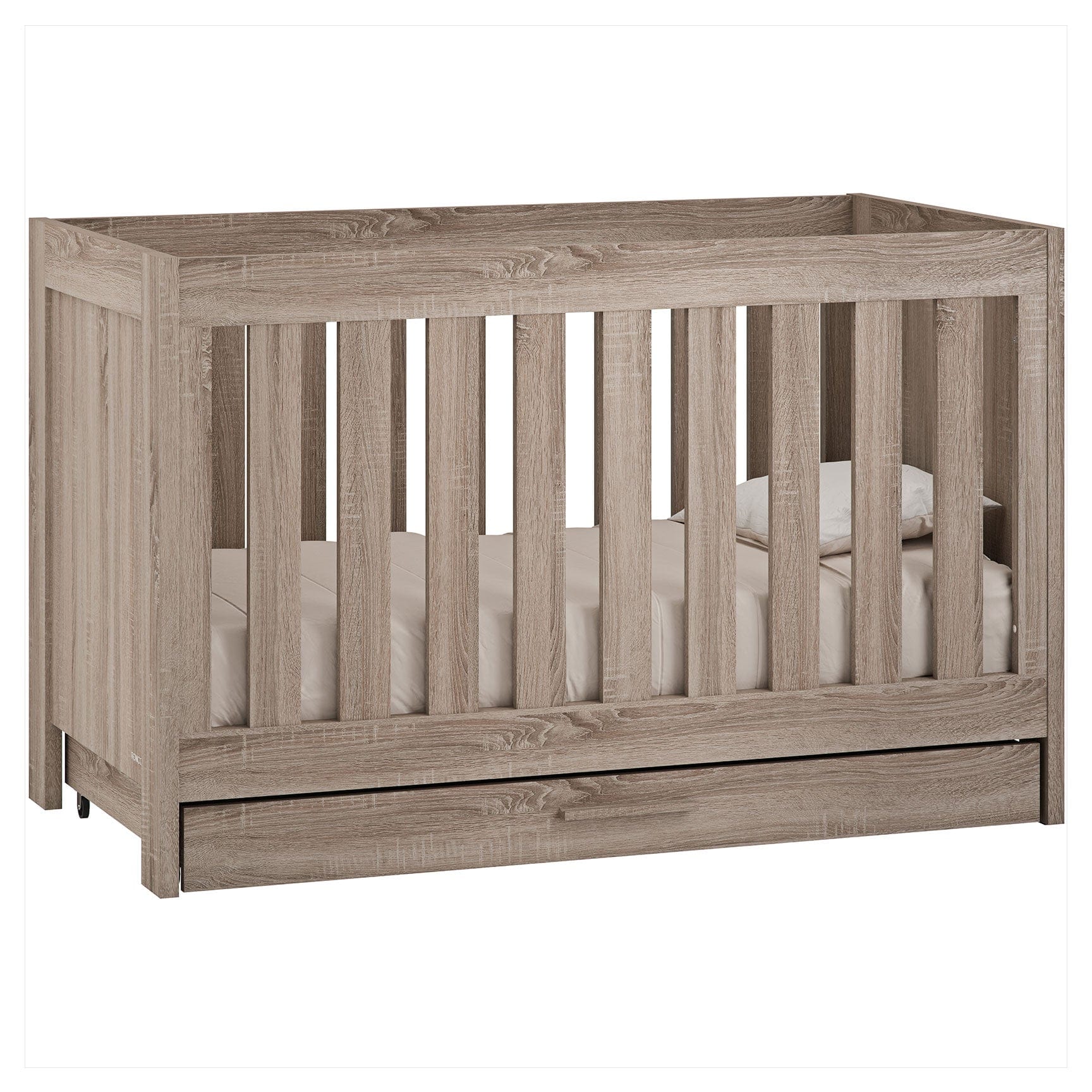 Venicci Cot Beds Venicci Forenzo Truffle Oak Cot Bed with Drawer in Truffle Oak