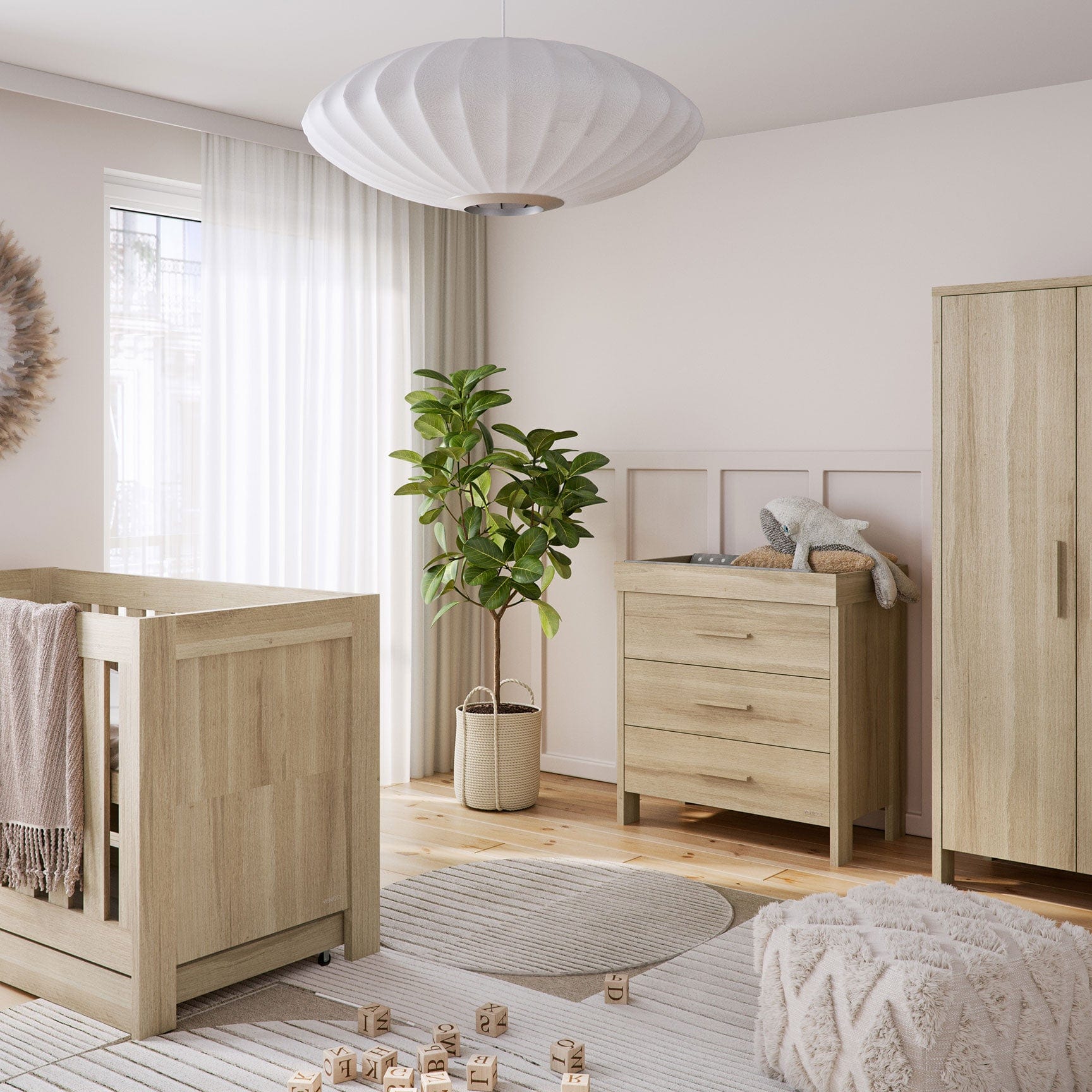 Venicci Nursery Room Sets Venicci Forenzo 2 Piece Wardrobe Roomset in Honey Oak
