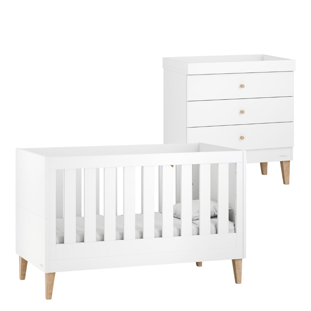 Venicci Nursery Room Sets Venicci Saluzzo 2 Piece Dresser Roomset in Premium White