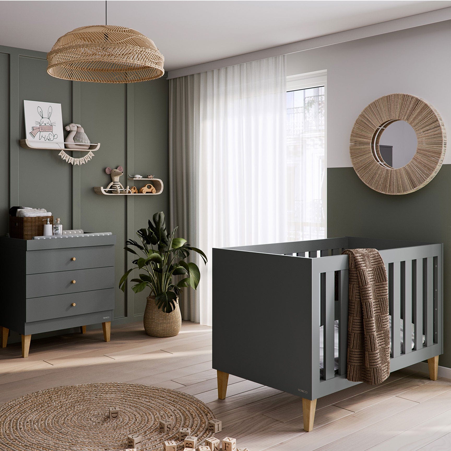 Venicci Nursery Room Sets Venicci Saluzzo 2 Piece Dresser Roomset in Graphite