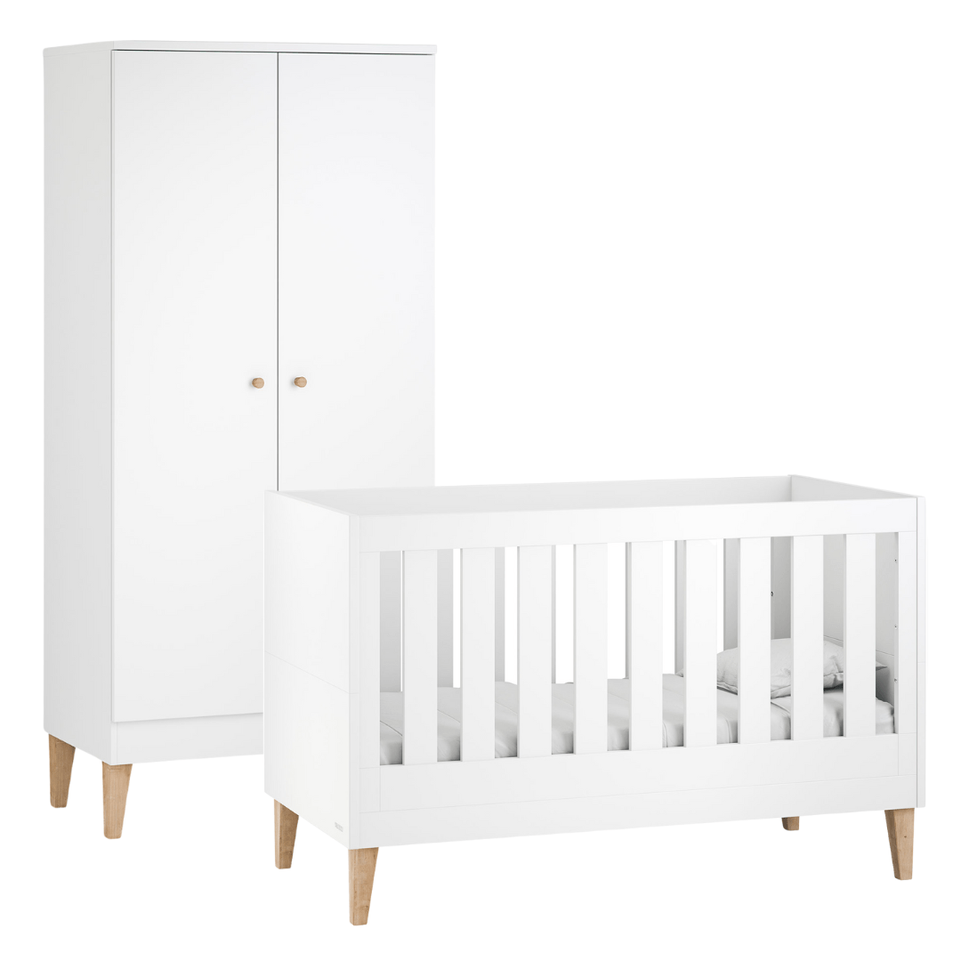 Venicci Nursery Room Sets Venicci Saluzzo 2 Piece Wardrobe Roomset in Premium White