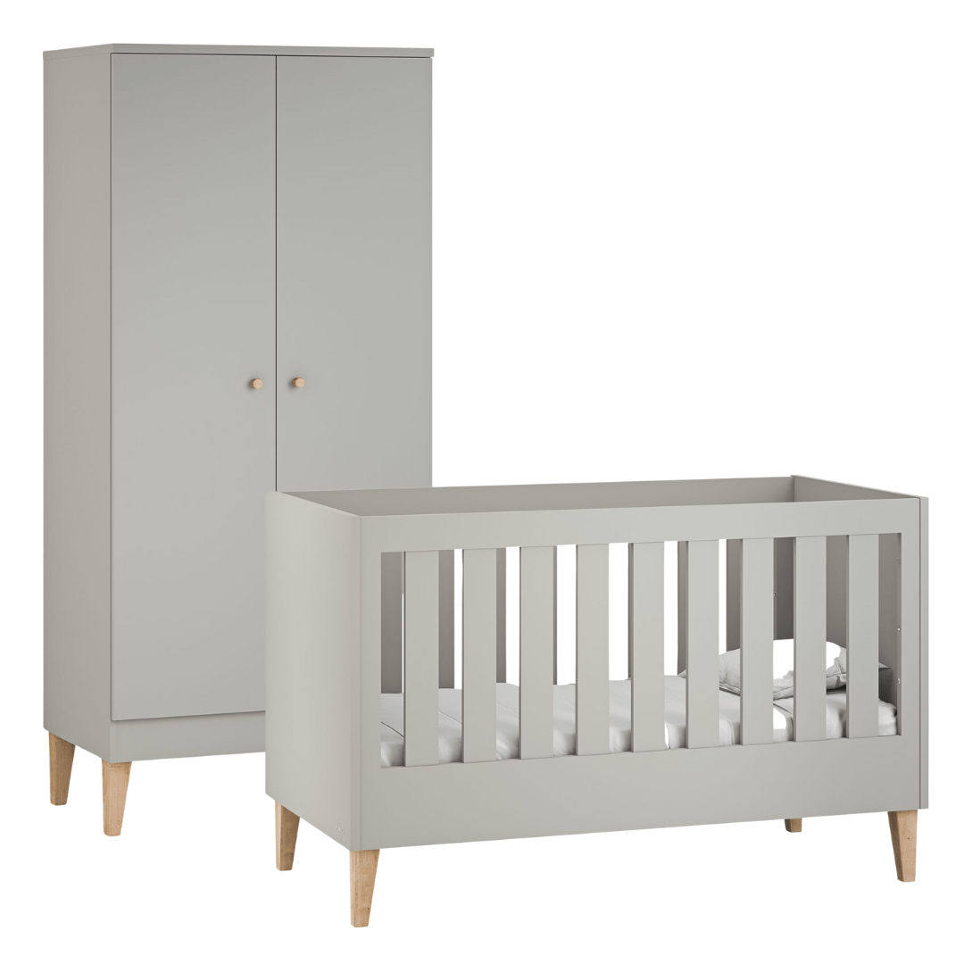 Venicci Nursery Room Sets Venicci Saluzzo 2 Piece Wardrobe Roomset in Warm Grey