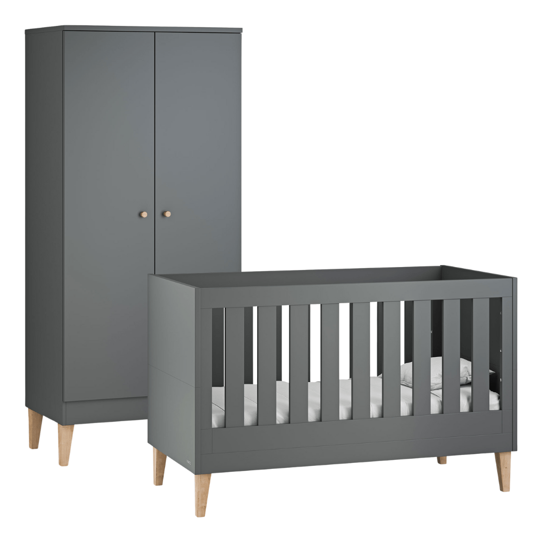 Venicci Nursery Room Sets Venicci Saluzzo 2 Piece Wardrobe Roomset - Graphite